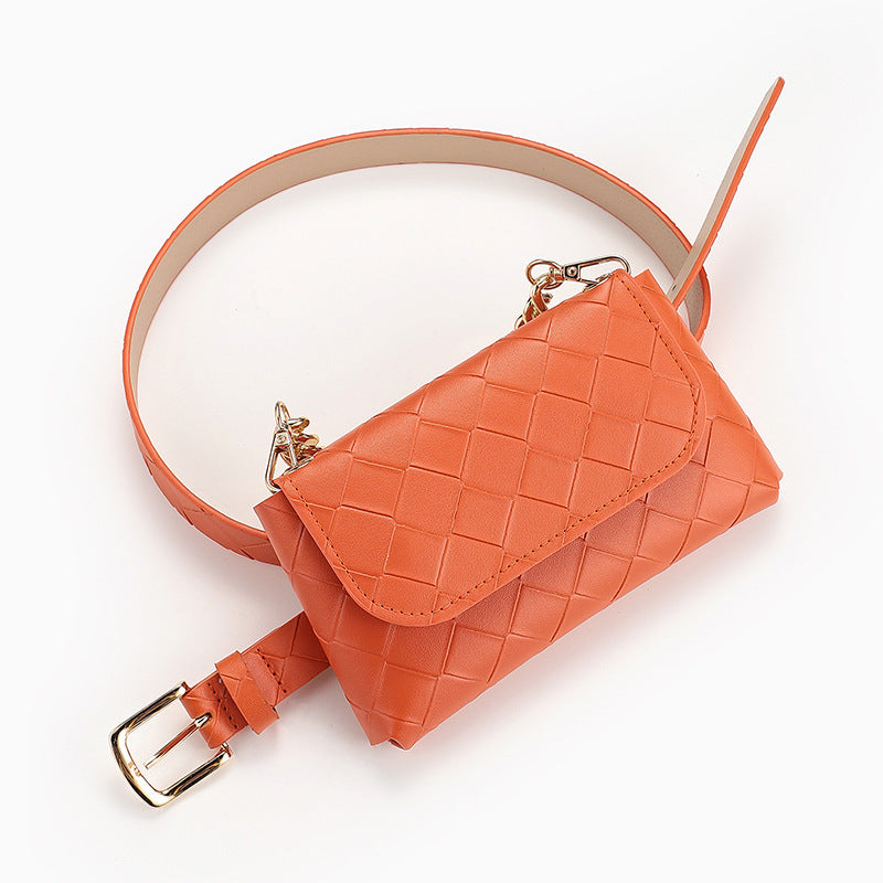 Fashion Chain Check Quilted Belt Bag With Belt