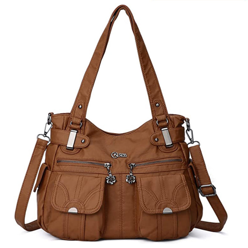 Fashion Large-Capacity Washed PU Shoulder Bag