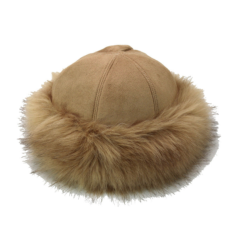 Yurt Style Suede Faux Fox Fur Straw Hat