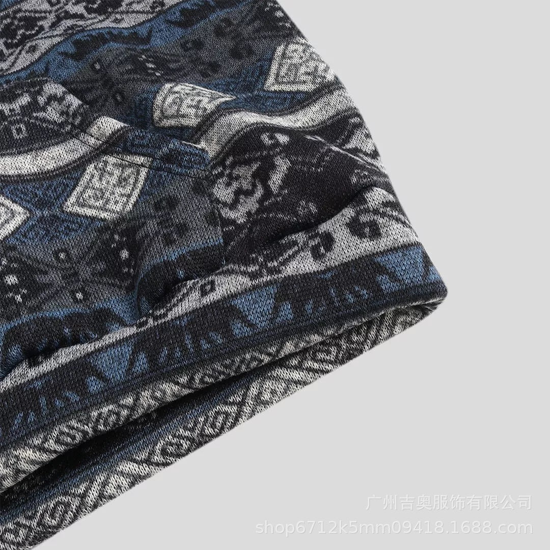 Casual Printed Pocket Hooded Sweatshirt