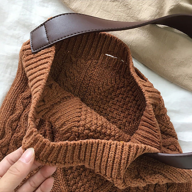 Vintage Jacquard Knitted Wool Shoulder Bag