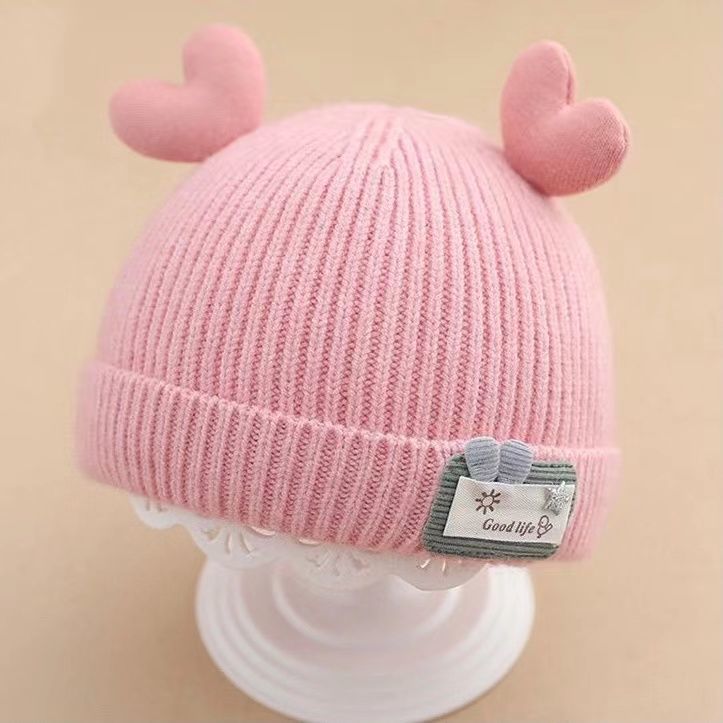 Winter Cotton Cute Heart-Shaped Knitted Hat For Baby