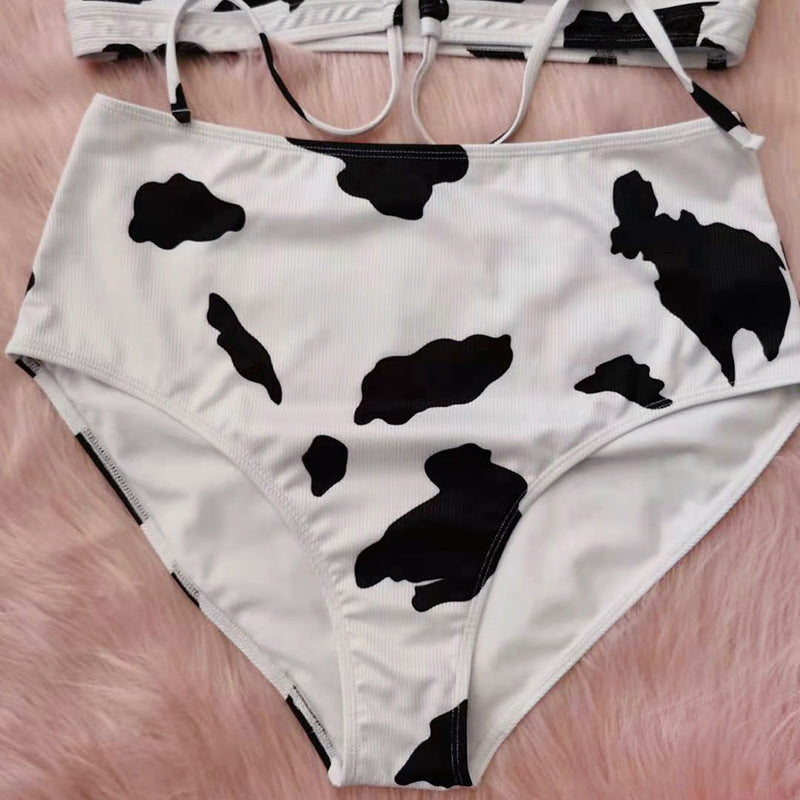 Cow Print Plus-size Split Swimsuit