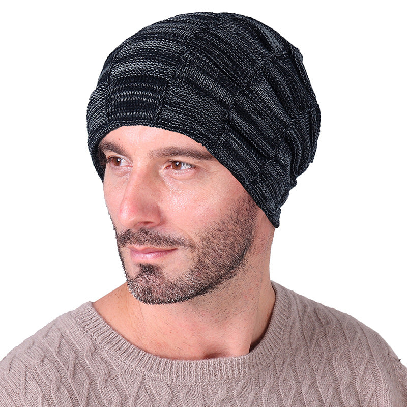 Winter Men Thick Plaid Knitted Hat
