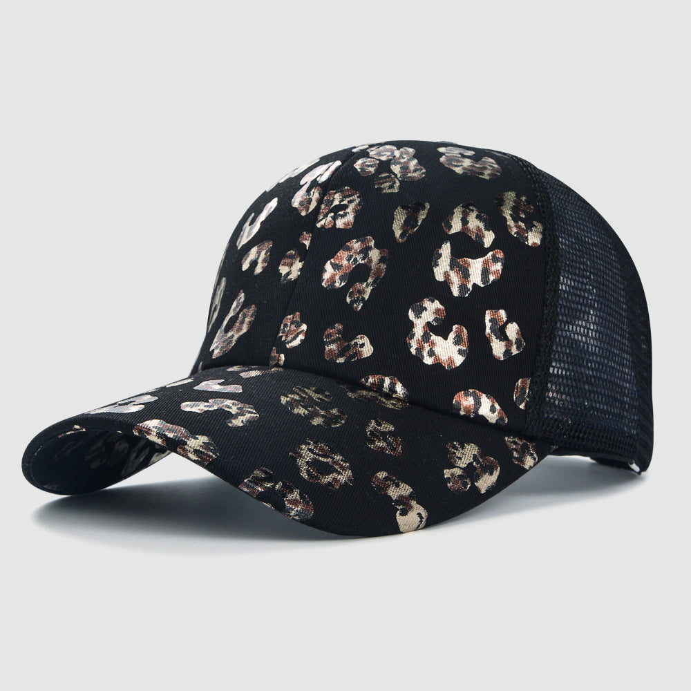 Leopard Print Ponytail Baseball Cap