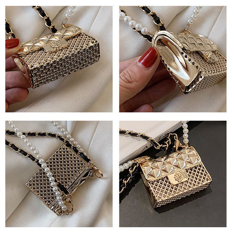 Pearl Chain Halter Mini Headphone Bag
