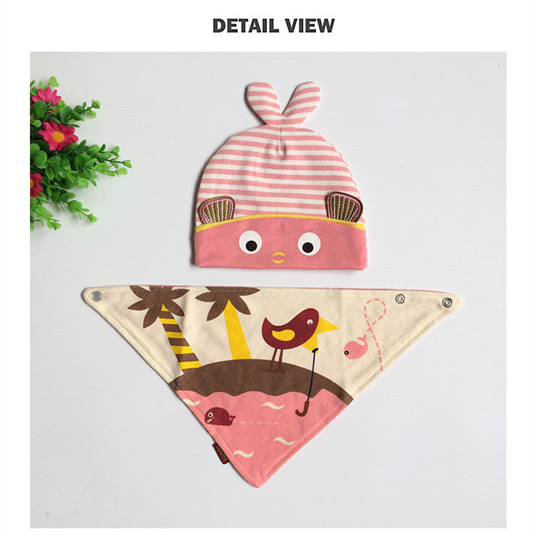 Newborn Infant Solid Color Warm Saliva Towel Cute Cartoon Kit