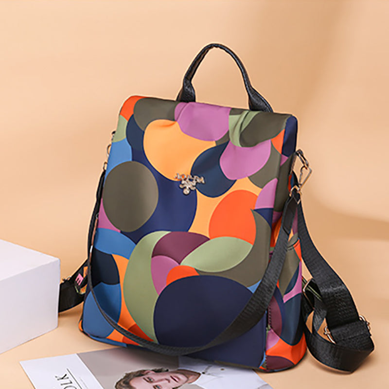 Women Waterproof Printed Nylon Anti-theft Backpack