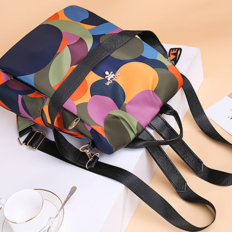 Women Waterproof Printed Nylon Anti-theft Backpack
