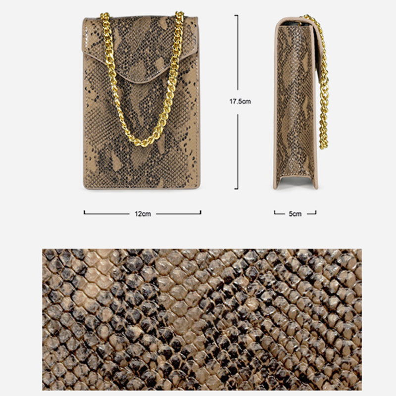 Fashion Snake Pattern Artificial Leather Mini Phone Bag
