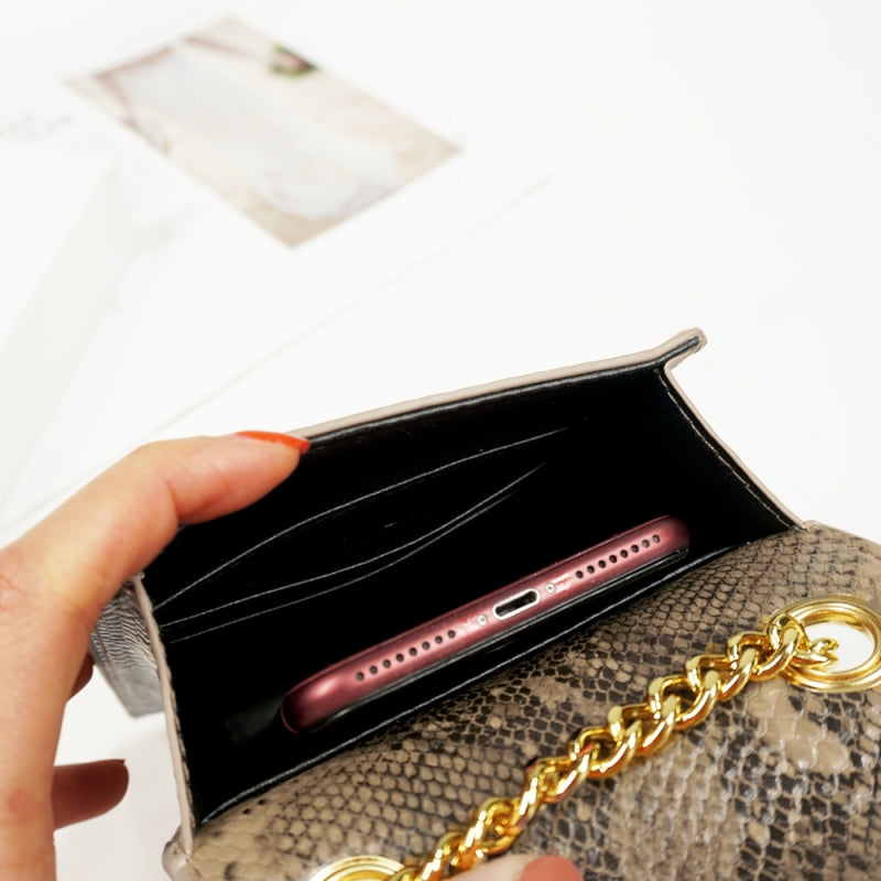 Fashion Snake Pattern Artificial Leather Mini Phone Bag