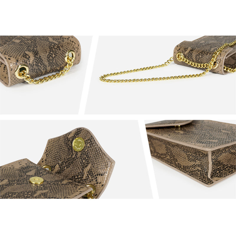 Fashion Snake Pattern Artificial Leather Mini Phone Bag