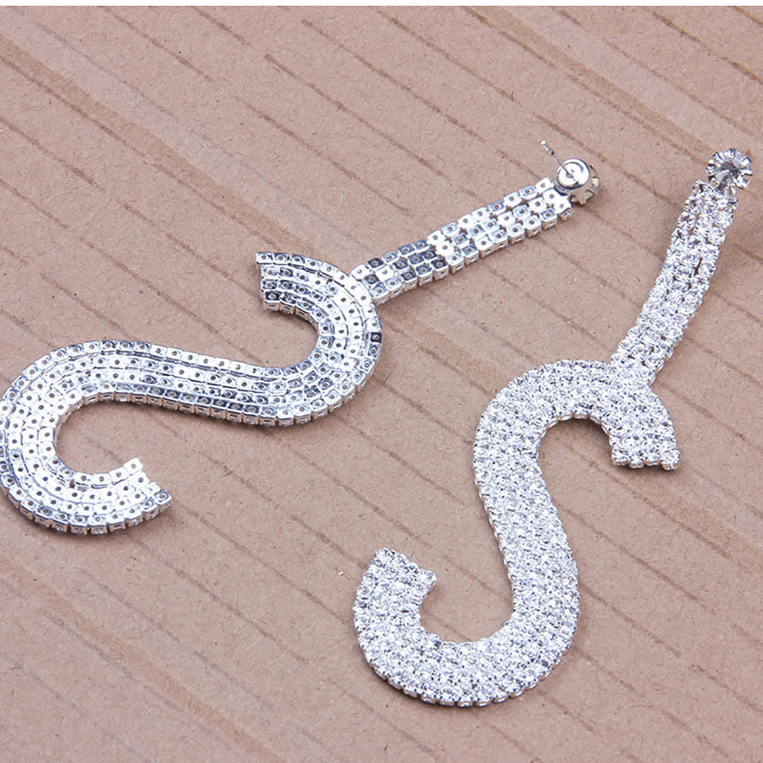 Ziibras™ Rhinestone Letter Long Earrings