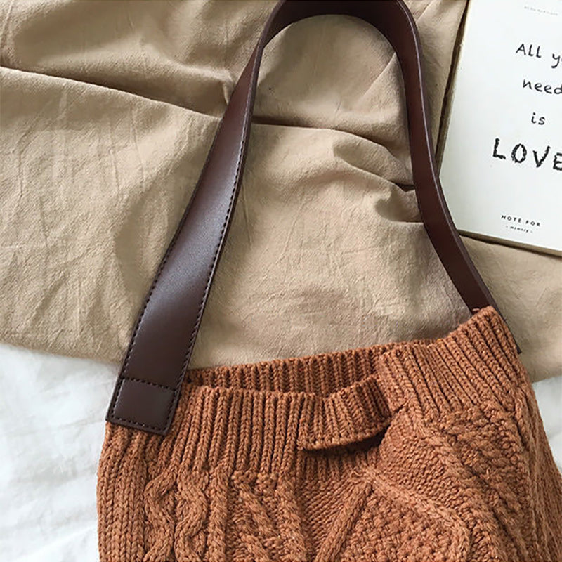 Vintage Jacquard Knitted Wool Shoulder Bag