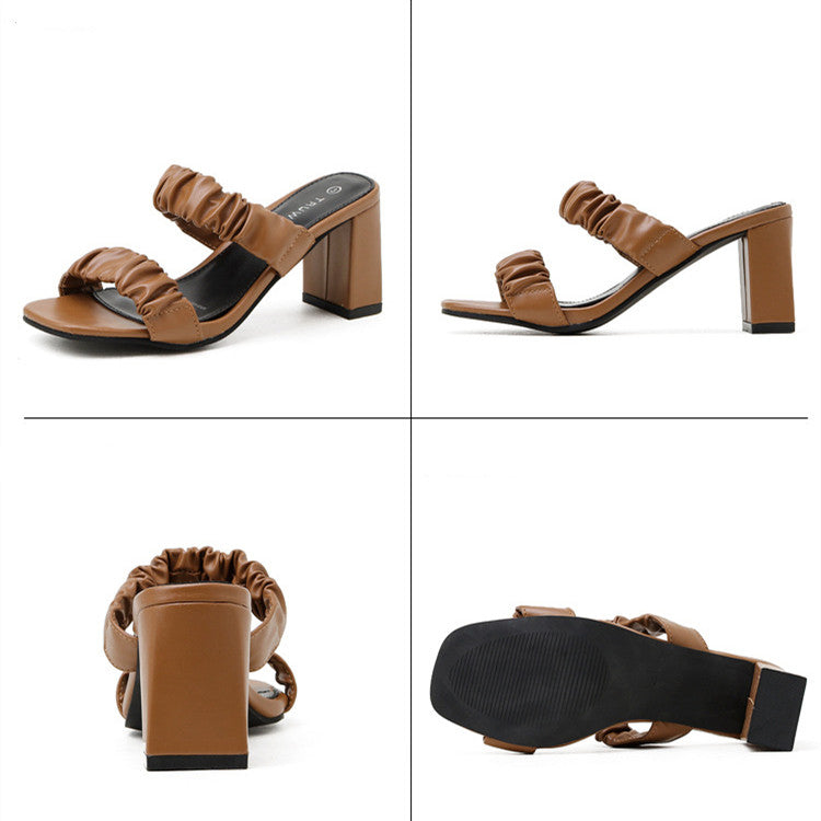One Word Strap Block Heel Sandals