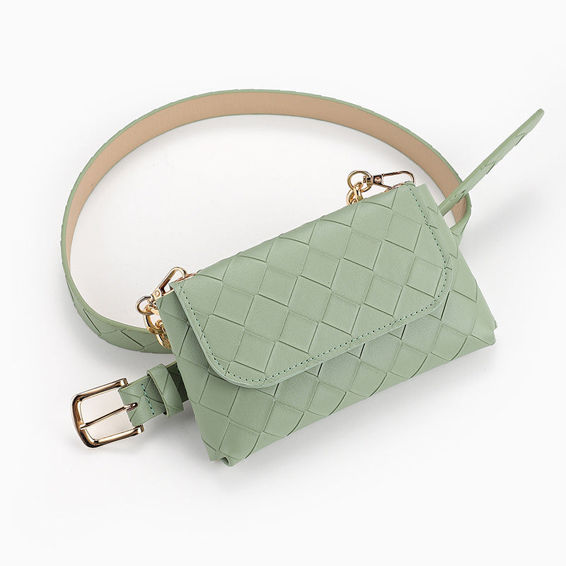 Fashion Chain Check Quilted Belt Bag With Belt
