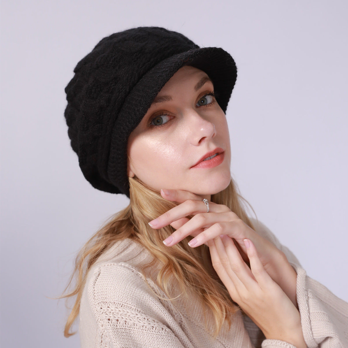 Knitted French Beret Cap Lightweight Ultra-Warm For College and Work