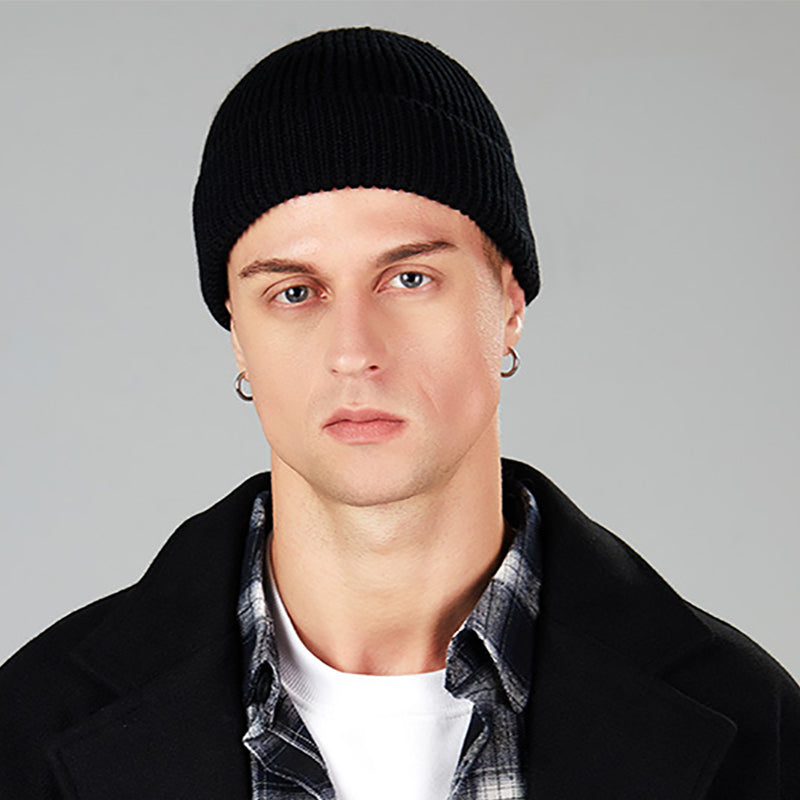 Spring Fashion Short Melon Leather Hat Warm Pure Color Knitted Hat