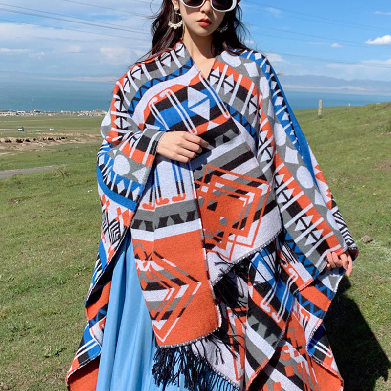 Women Warm Bohemian Scarf Cardigan Shawl For Travel and Office