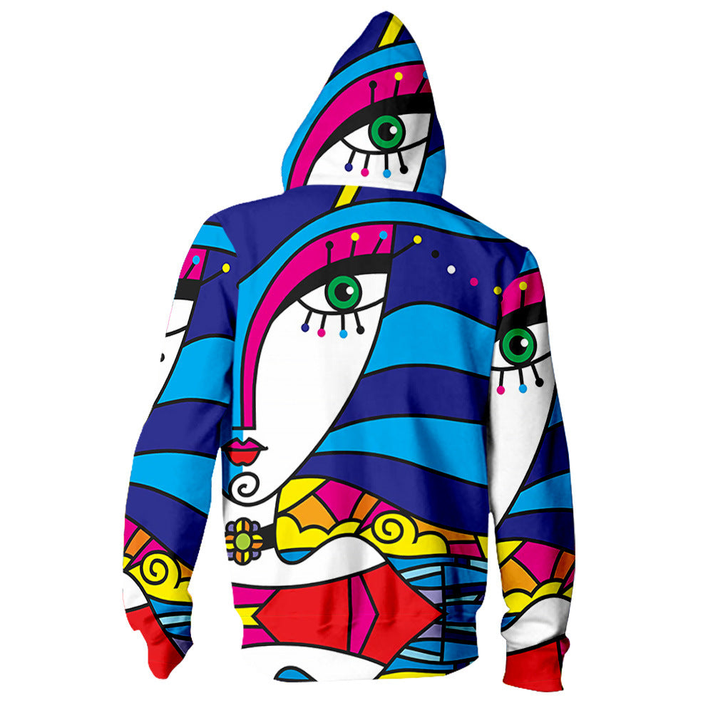 Spring Pop Print Zipper Hoodie Couple Outfit