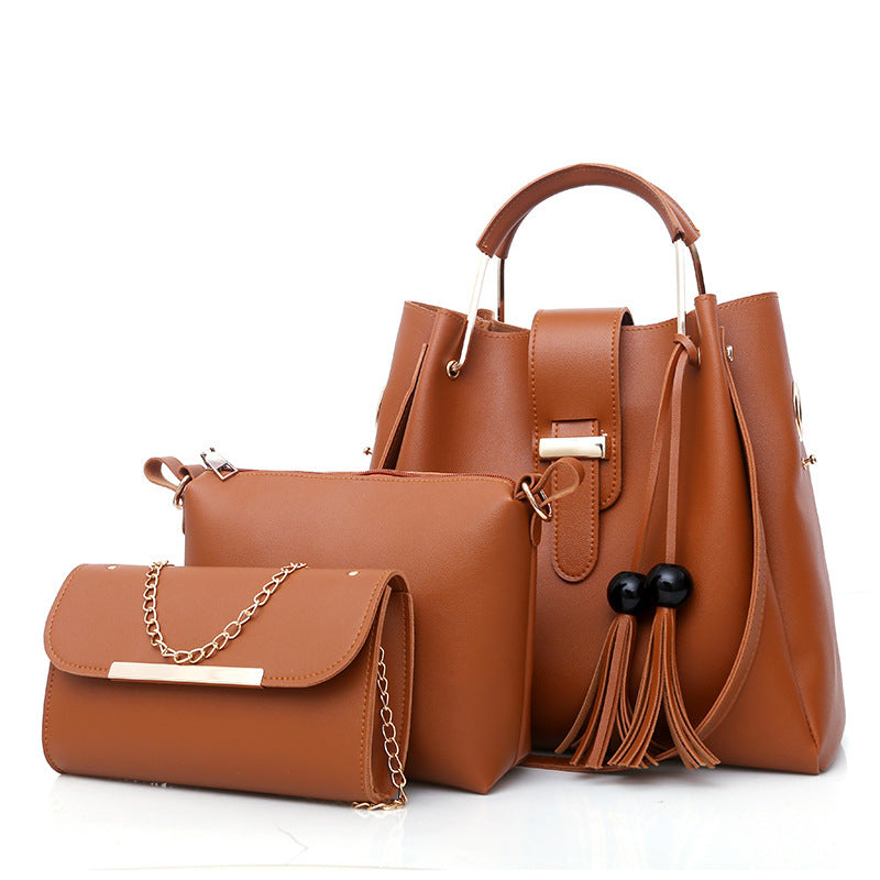 Fashion Tassel Three-piece Bucket Bag For Travel
