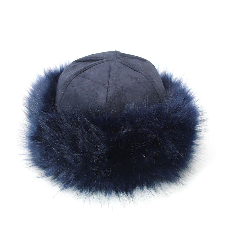 Yurt Style Suede Faux Fox Fur Straw Hat