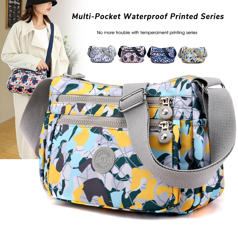 Multi-Pocket Waterproof Printed Shoulder Nylon Bag For Daily