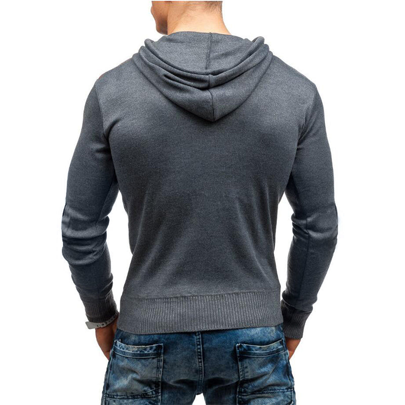 Men's Double Shoulder Deerskin Velvet Stitching Hooded Sweatshirt