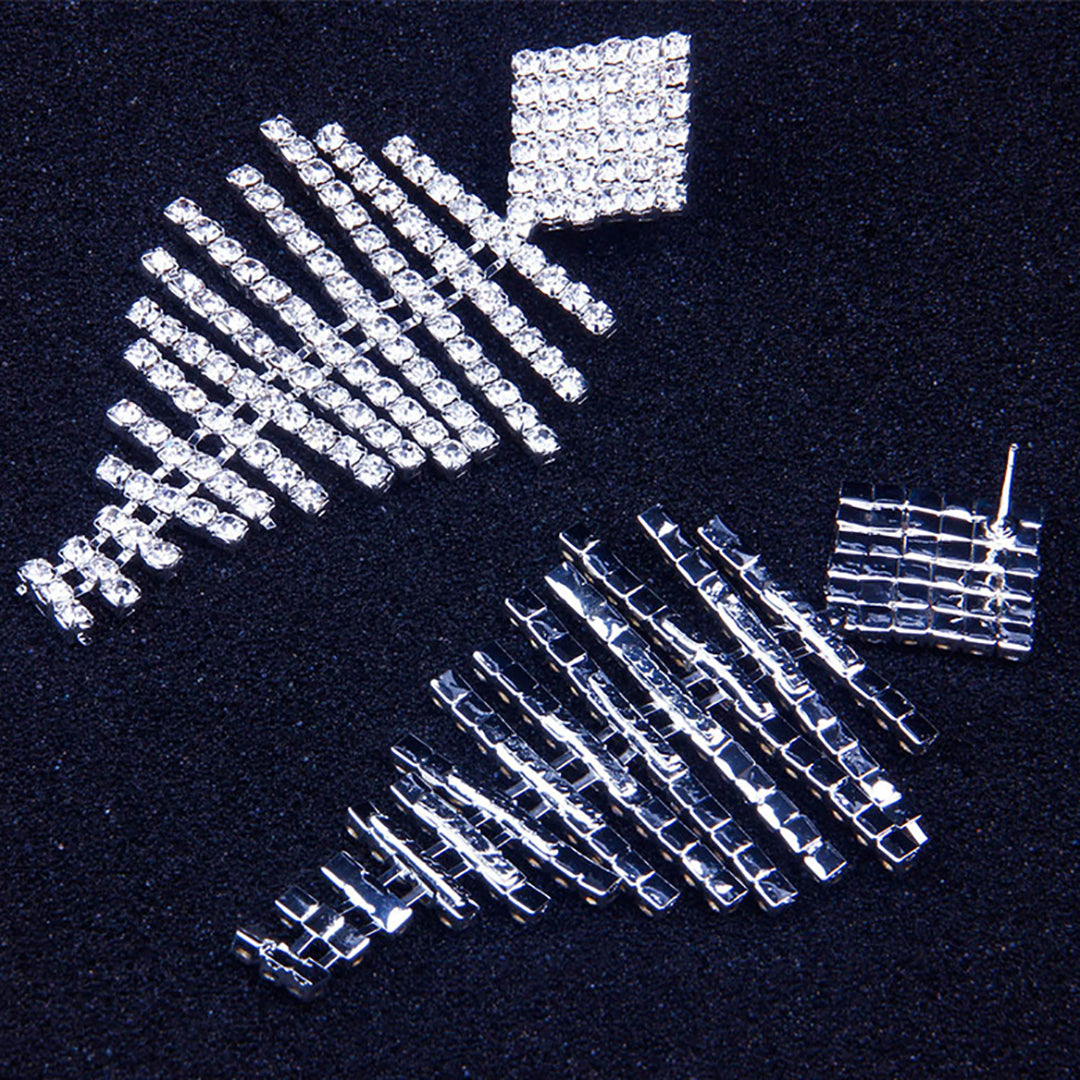 Rhinestone Embellishment Fish Bone Shape Earings