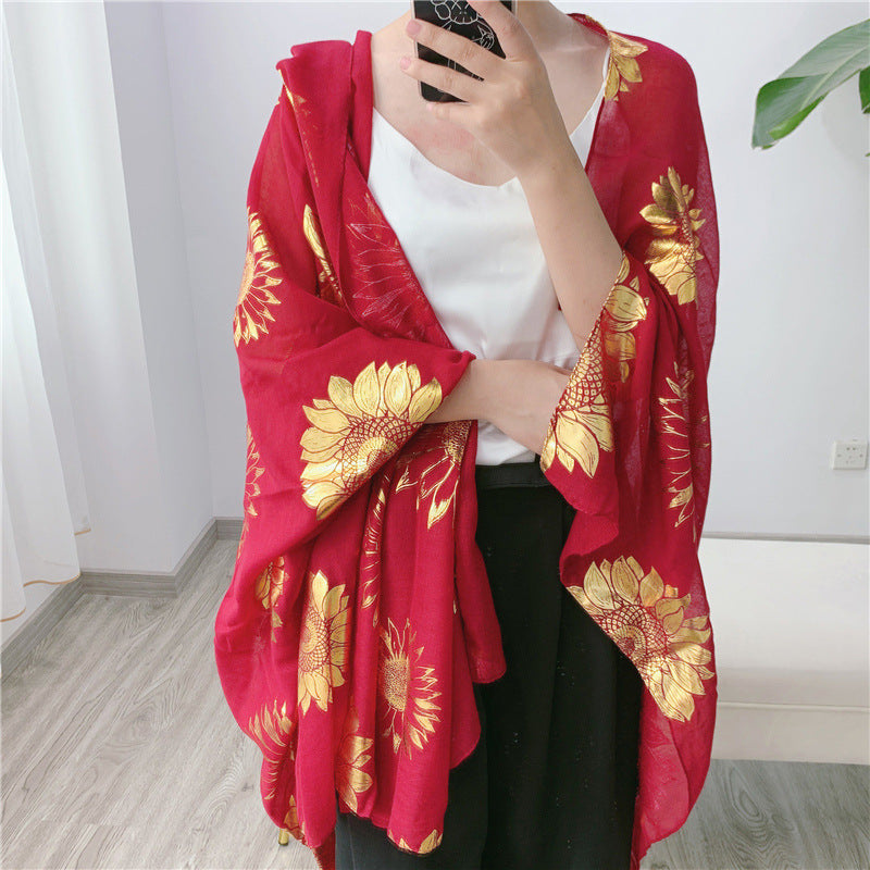 Ethnic Style Floral Print Scarf Shawl Headscarf Wraps For Beach Travel