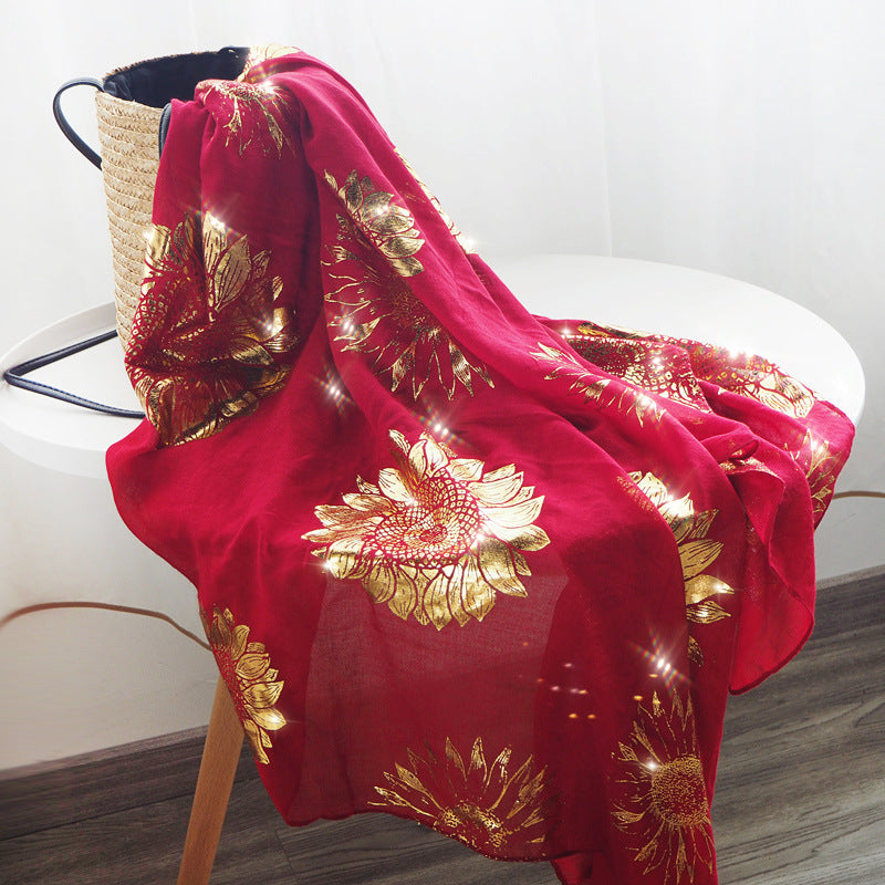 Ethnic Style Floral Print Scarf Shawl Headscarf Wraps For Beach Travel