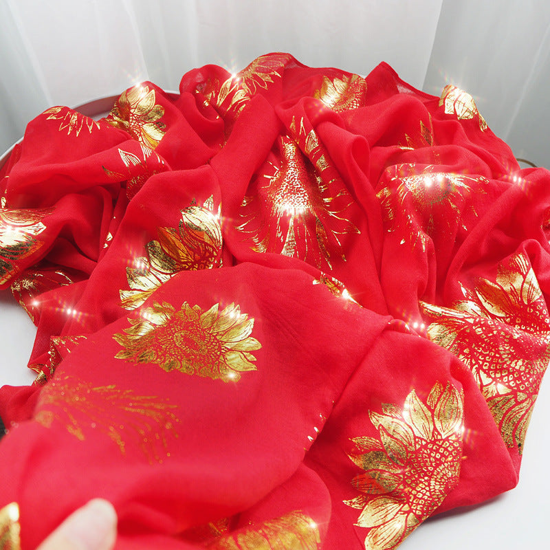 Ethnic Style Floral Print Scarf Shawl Headscarf Wraps For Beach Travel