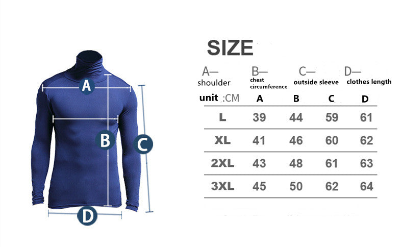 Turtleneck Men Thermal Top Solid Color Long Sleeve Bottoming Shirt