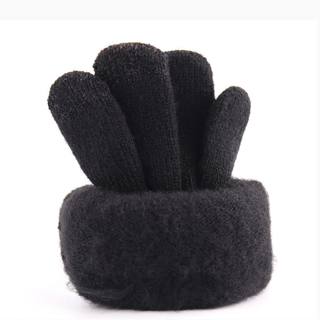 Plush Geometric Jacquard Touchscreen  Knitting Gloves