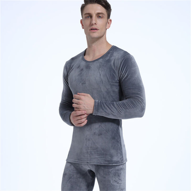 Thicken Plus Fleece Men Long Sleeve Thermal Underwear Set