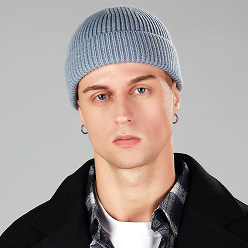 Spring Fashion Short Melon Leather Hat Warm Pure Color Knitted Hat