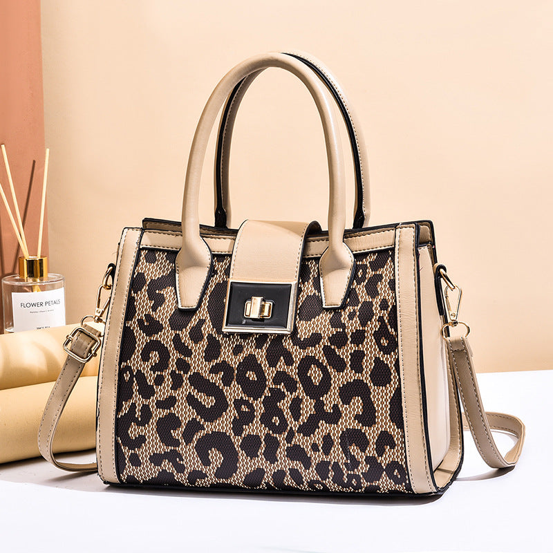 Leopard Retro Handbag Shoulder Square Bag Multi-pockets For Commute and Daily