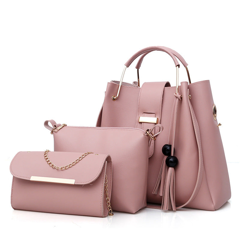 Fashion Tassel Three-piece Bucket Bag For Travel