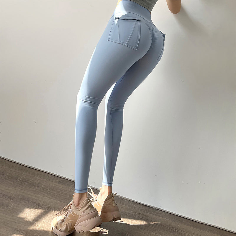 Double-Sided Brushed High-Waisted Yoga Pants With Big Pocket