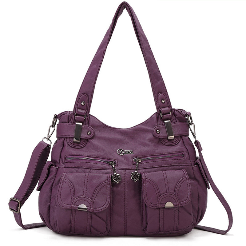 Fashion Large-Capacity Washed PU Shoulder Bag