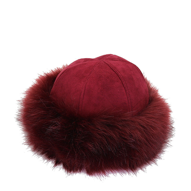 Yurt Style Suede Faux Fox Fur Straw Hat