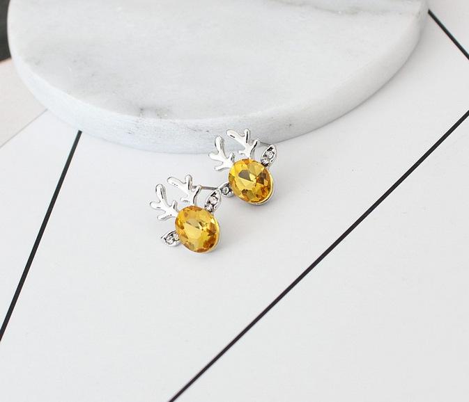 Reindeer Crystal Jewel Stud Earrings For Christmas Gift
