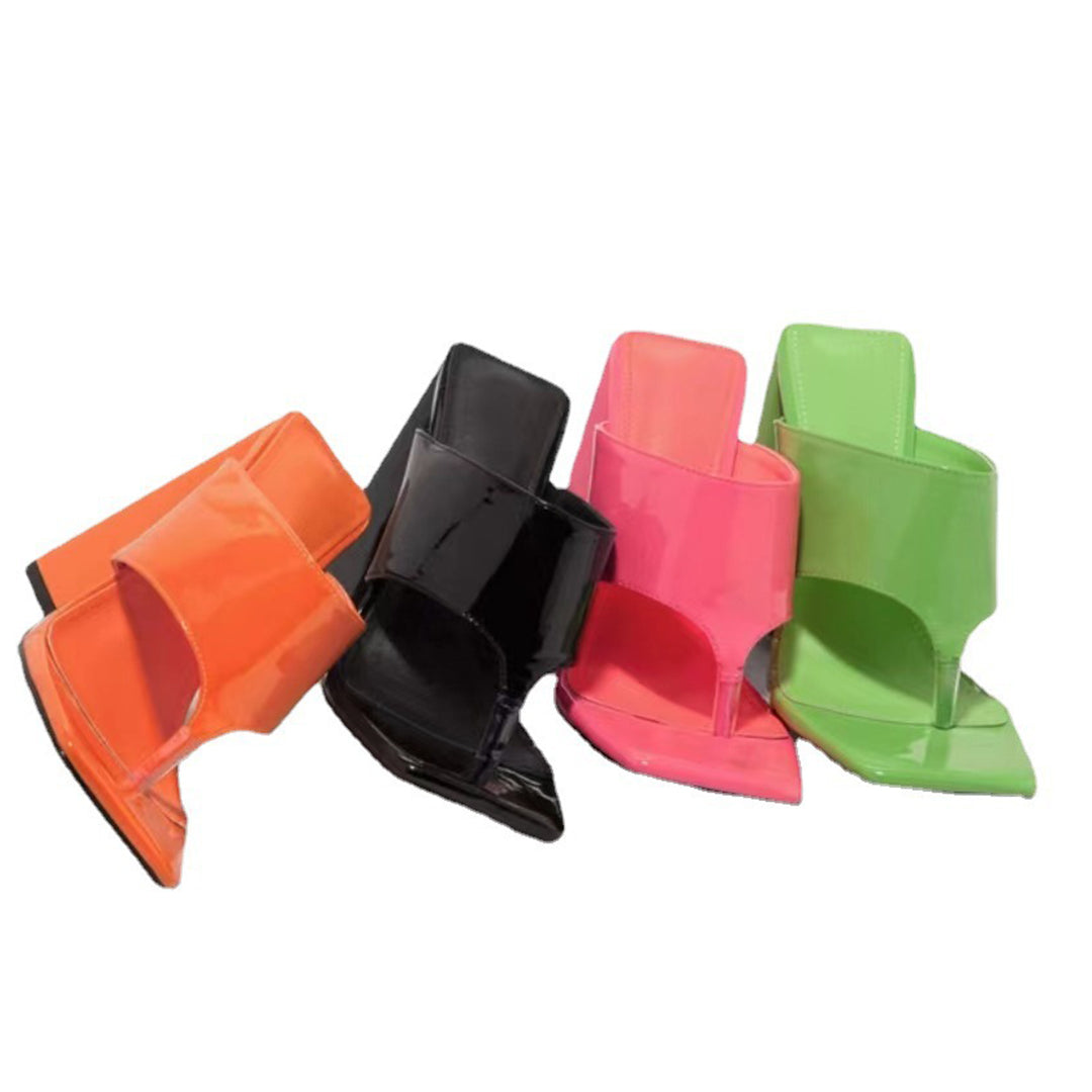 Chunky High Heeled Flip Flops Sandals