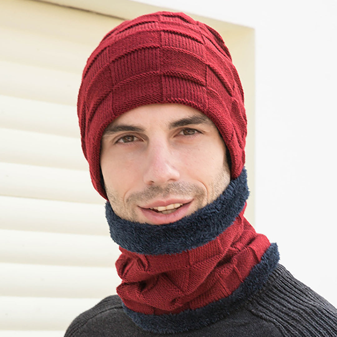 3 PCS Men's Fashion Knitted Hat & Scarf & Gloves