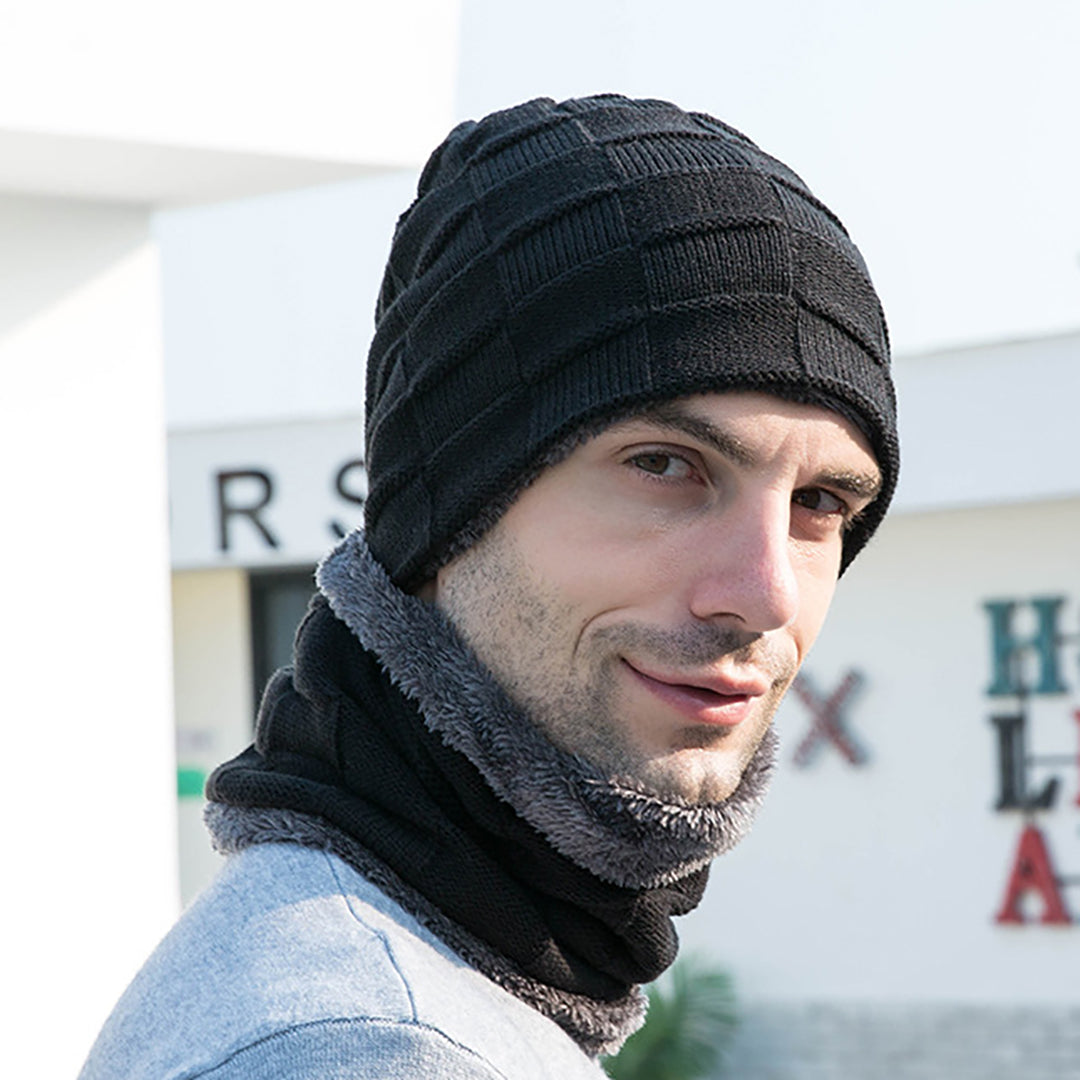 3 PCS Men's Fashion Knitted Hat & Scarf & Gloves