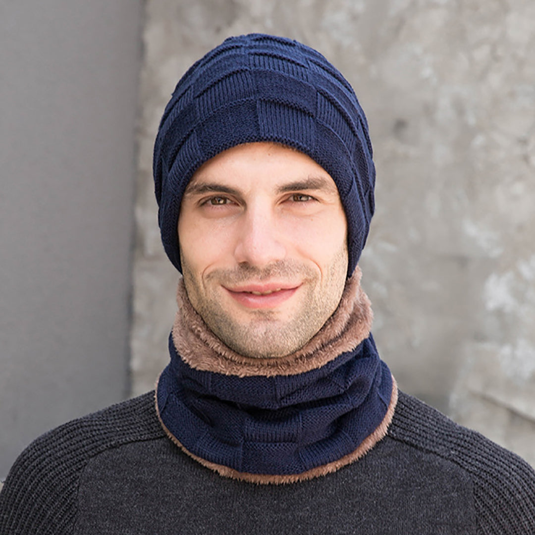 3 PCS Men's Fashion Knitted Hat & Scarf & Gloves