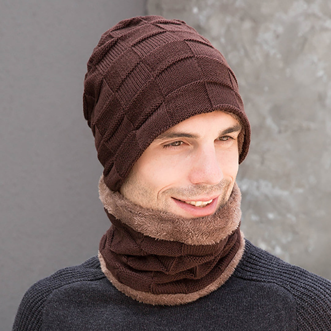 3 PCS Men's Fashion Knitted Hat & Scarf & Gloves