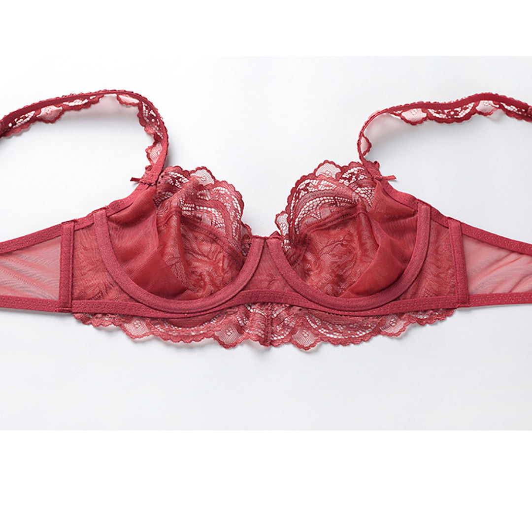 Wireless Ultra-thin Lace Minimizer Bra Sets