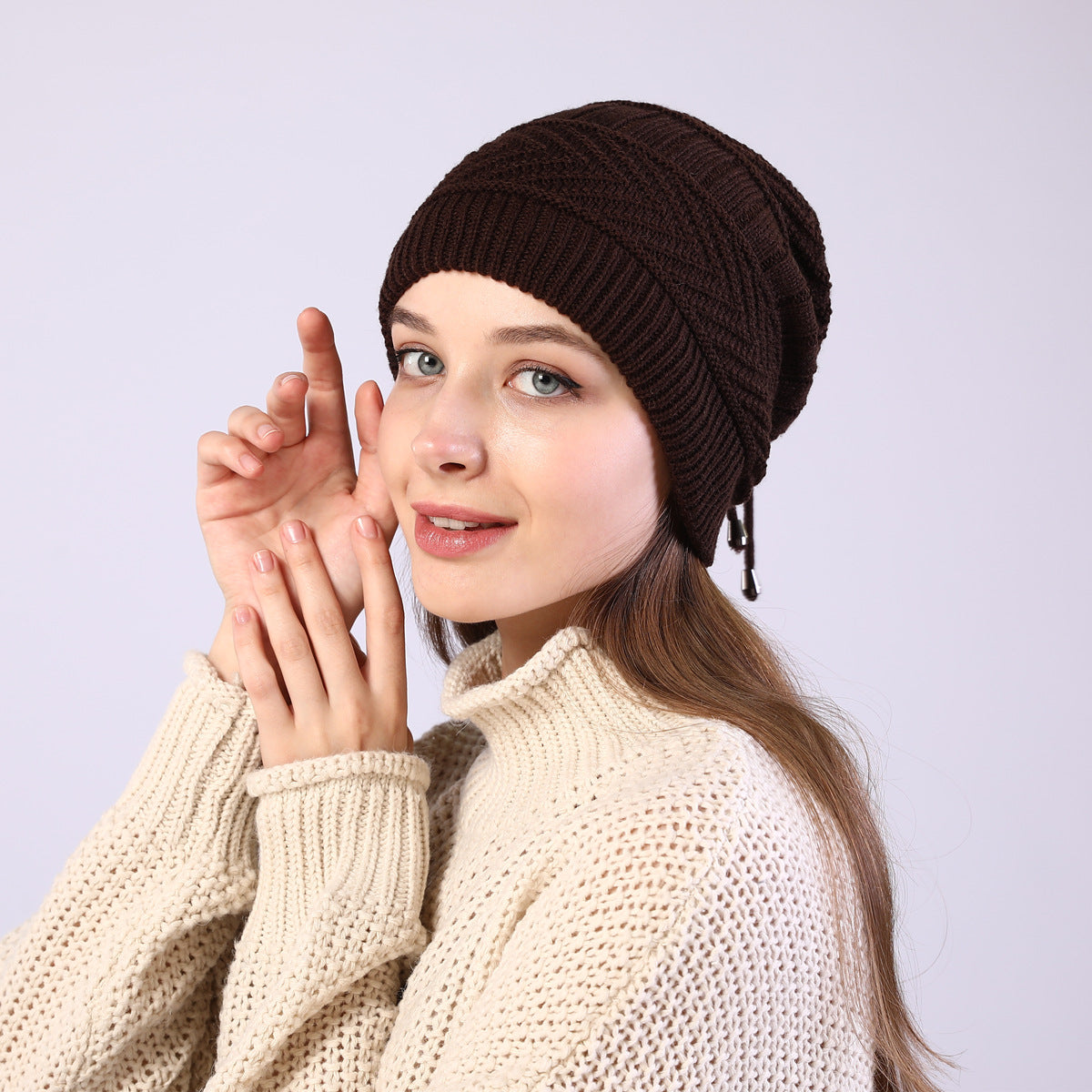 Adjustable Windproof Knit Hat And Scarf 2 in 1