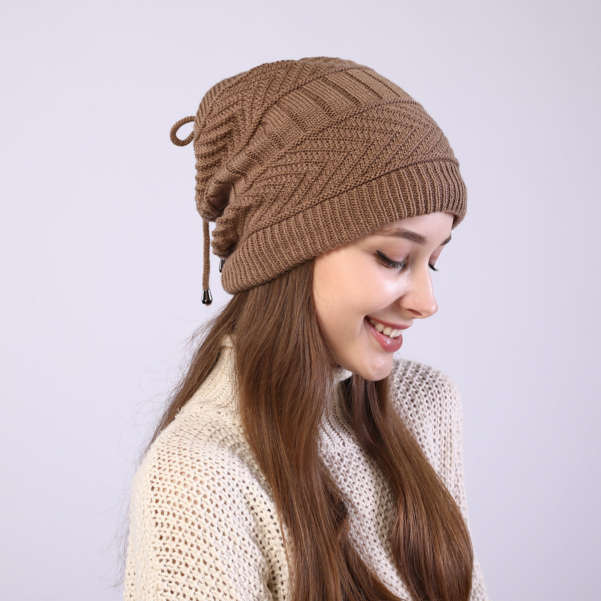 Adjustable Windproof Knit Hat And Scarf 2 in 1